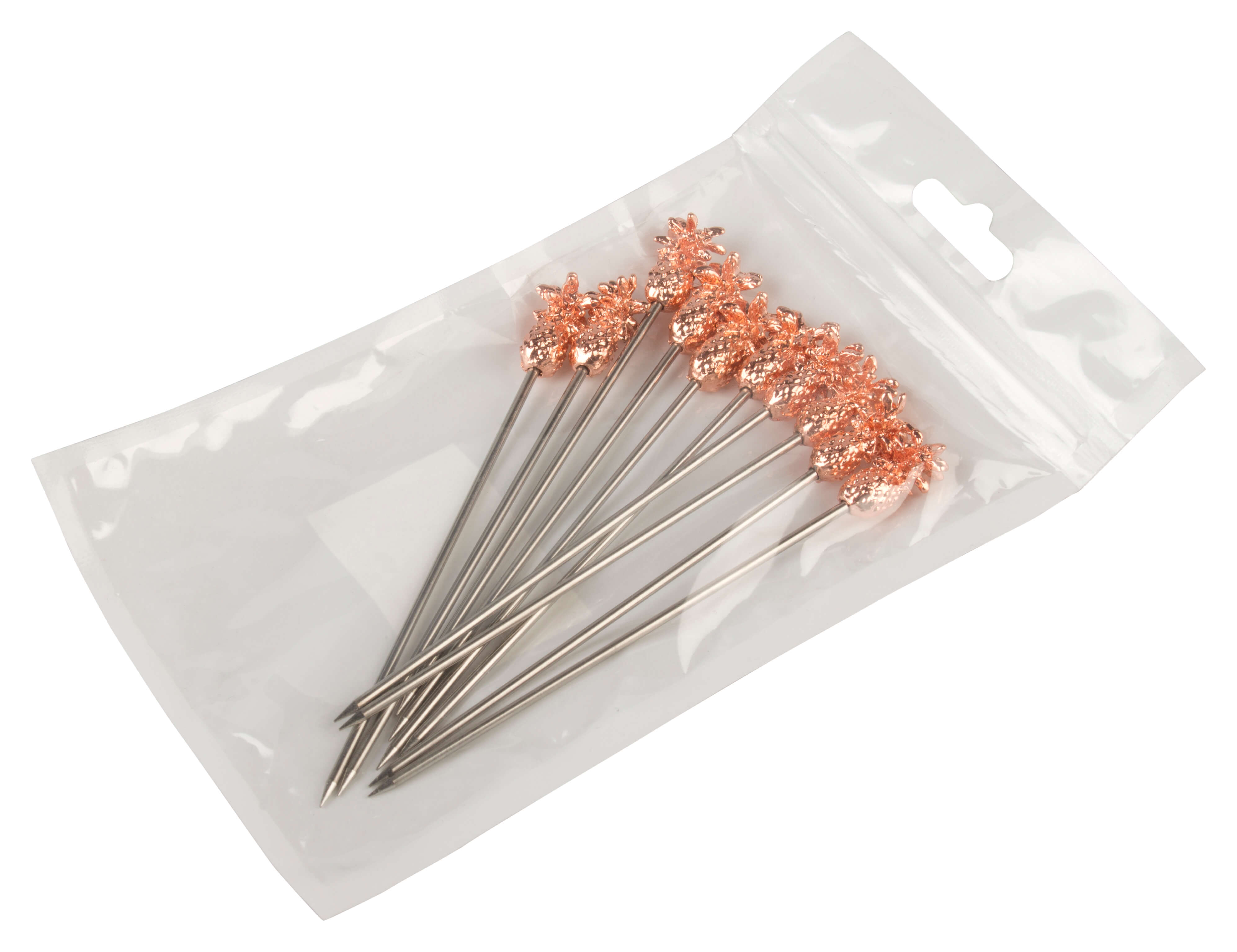 Cocktailspieße Ananas, Metall kupferfarben - 11,6cm (10 Stk.)