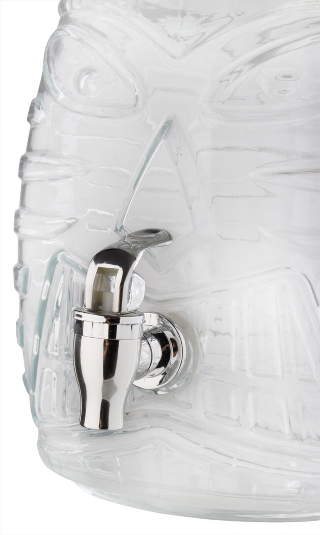 Getränkespender Tiki, Glas, mit Zapfhahn und Deckel - 5,0l Getränkespender Tiki, Glas, mit Zapfhahn und Deckel - 5,0l