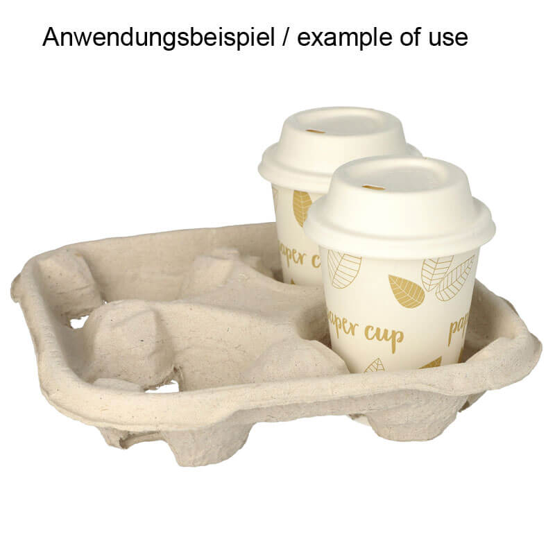Tragetablett Pappe 4,7x22,4x22,4cm - für 4 Becher (110 Stk.) Tragetablett Pappe 4,7x22,4x22,4cm - für 4 Becher (110 Stk.)