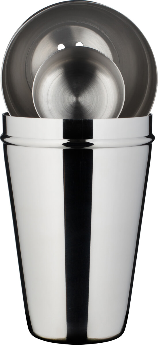 Cocktail Shaker, Edelstahl glänzend, dreiteilig (500ml)
