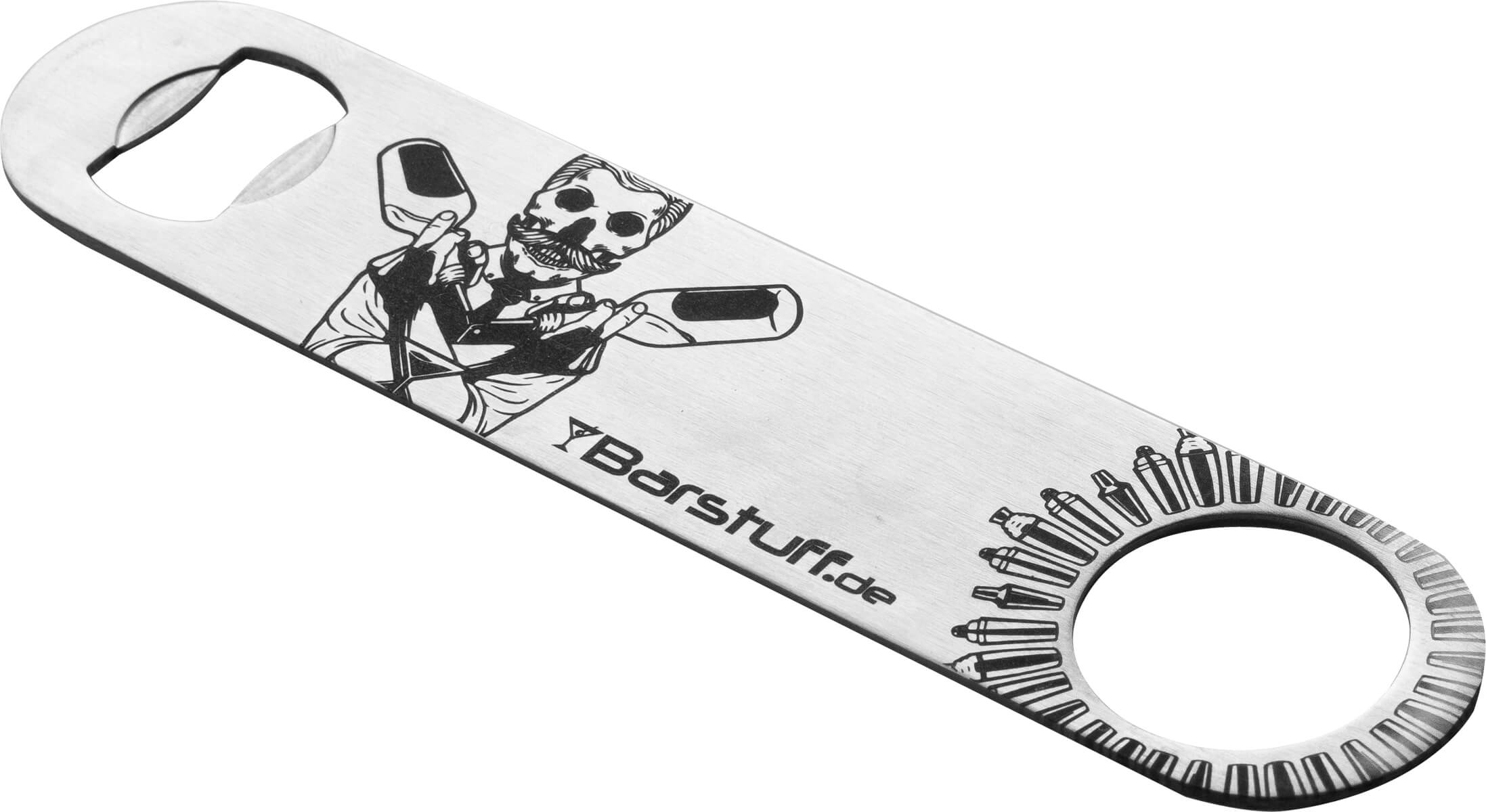 Flaschenöffner / Speedopener, Edelstahl - Edition: Bartender Skull