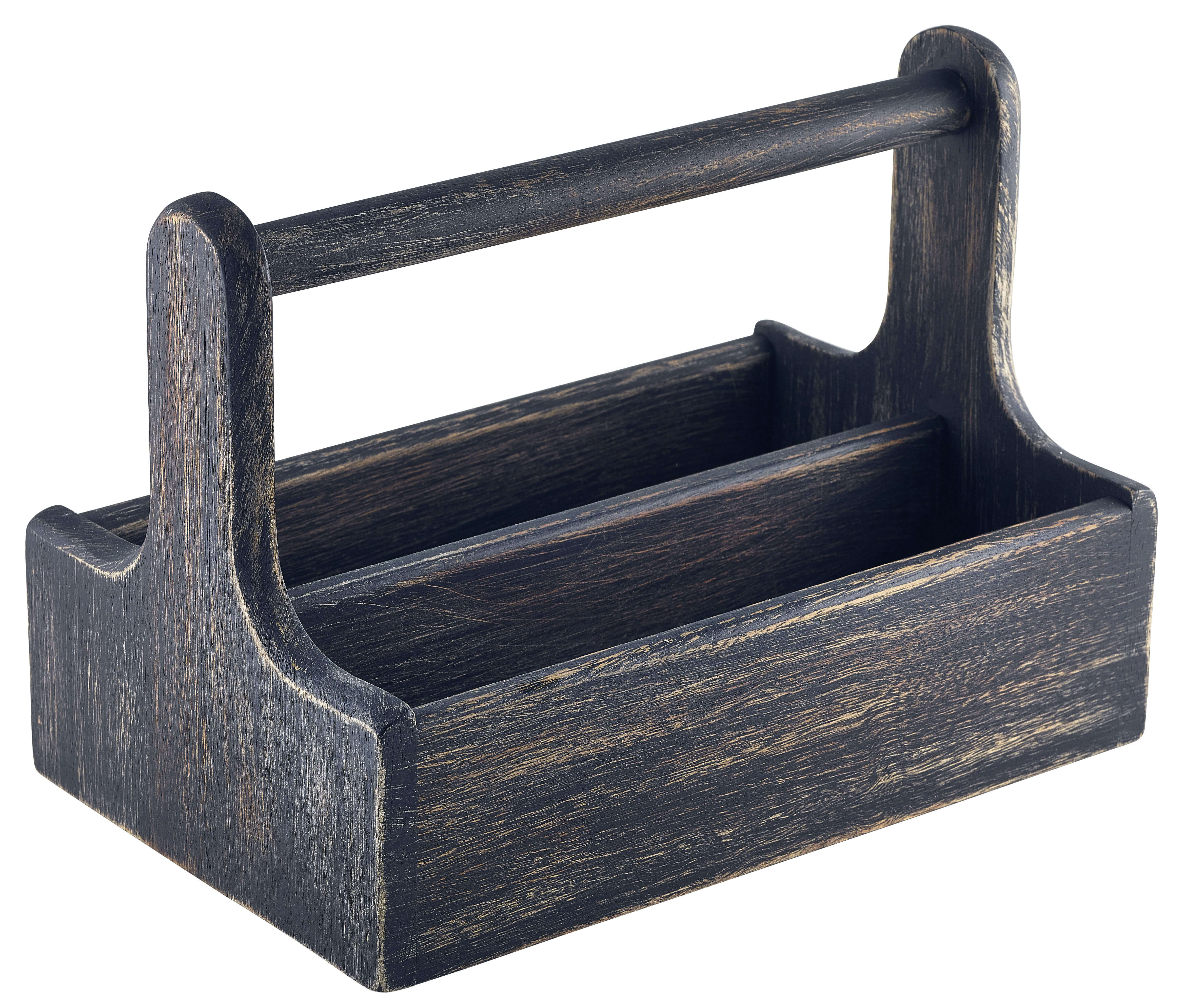 Table Caddy / Bar Organizer, Holz, schwarz - 25x15,7x18
