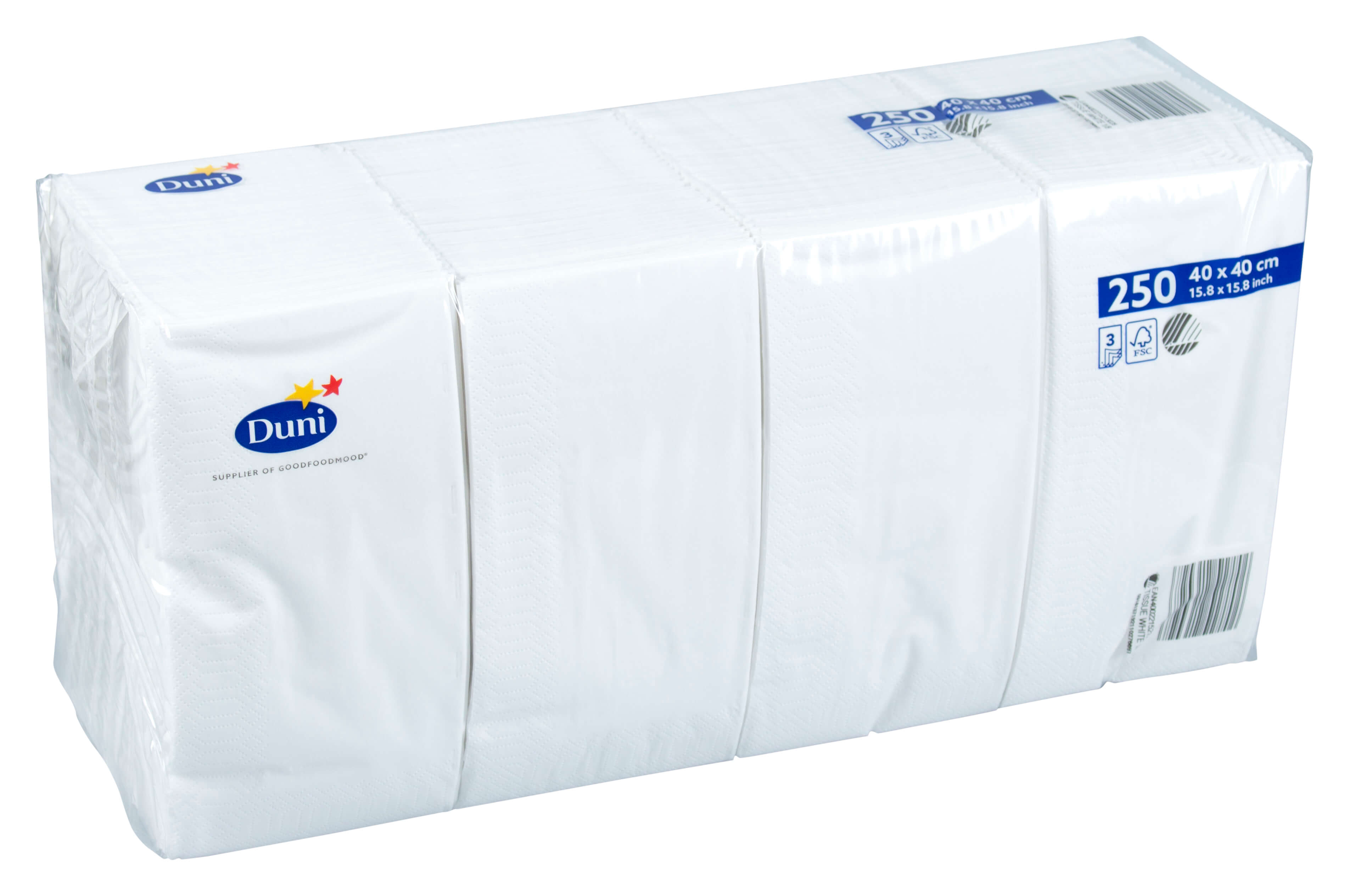 Zellstoffserviette Duni, 40x40cm, 1/8 Falz, 3-lagig - weiß (1000 Stk.)
