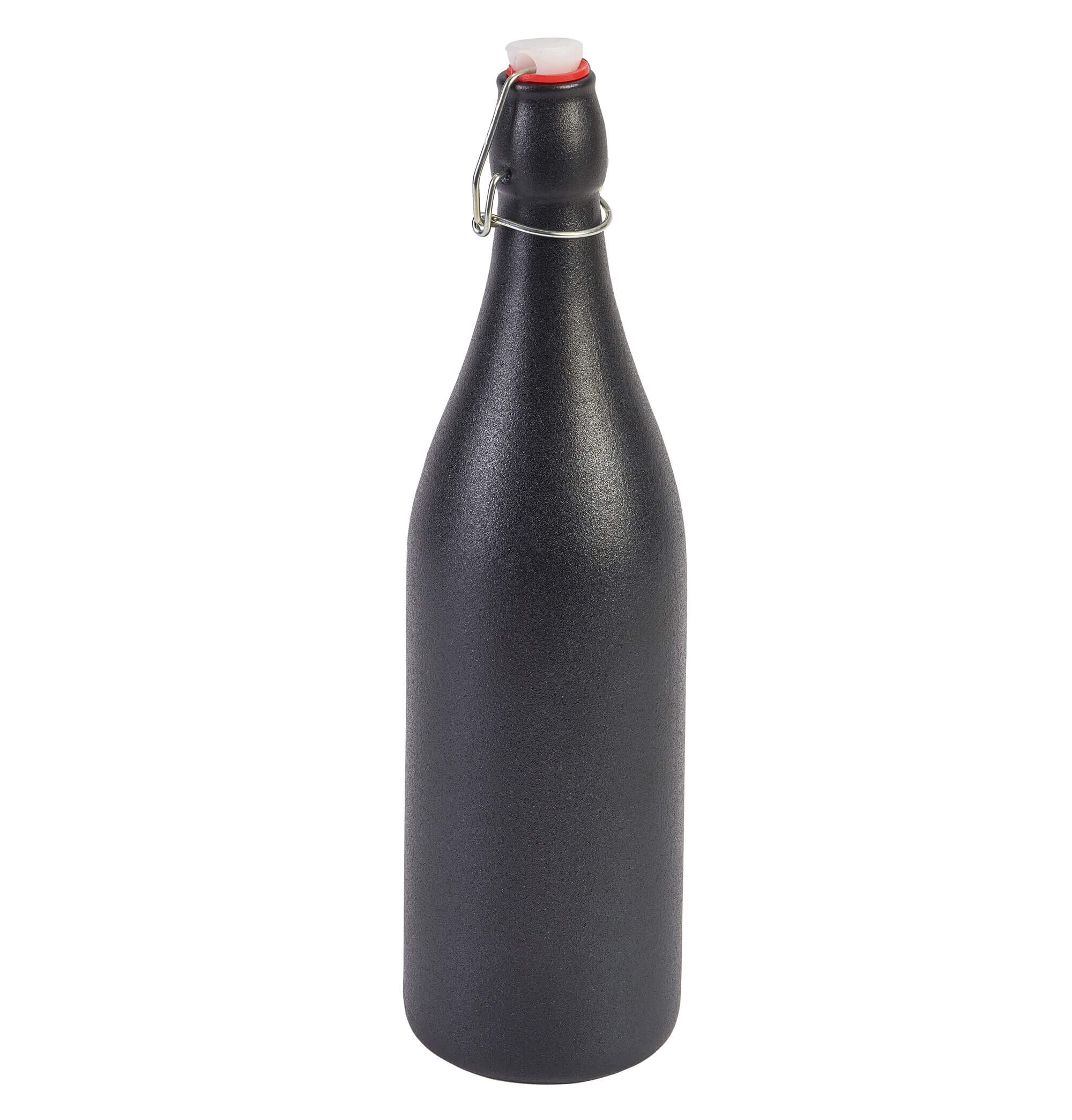 Bügelflasche Steingut, schwarz - 1,0l (6 Stk.)