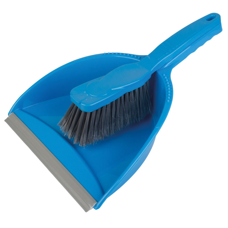 Kehrgarnitur Handkehrschaufel mit Besen, blau - kurzer Griff