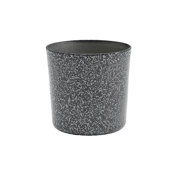 Edelstahlbecher / Snackbecher Antik-Look silberfarben - 8,5x8,5cm/420ml (12 Stk.)