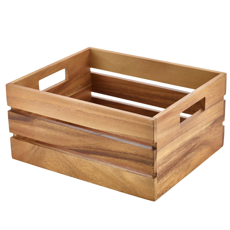 Holzkiste / Buffet-Erhöhung, Akazienholz - 32,5x26,5x15,3cm (GN 1/2)