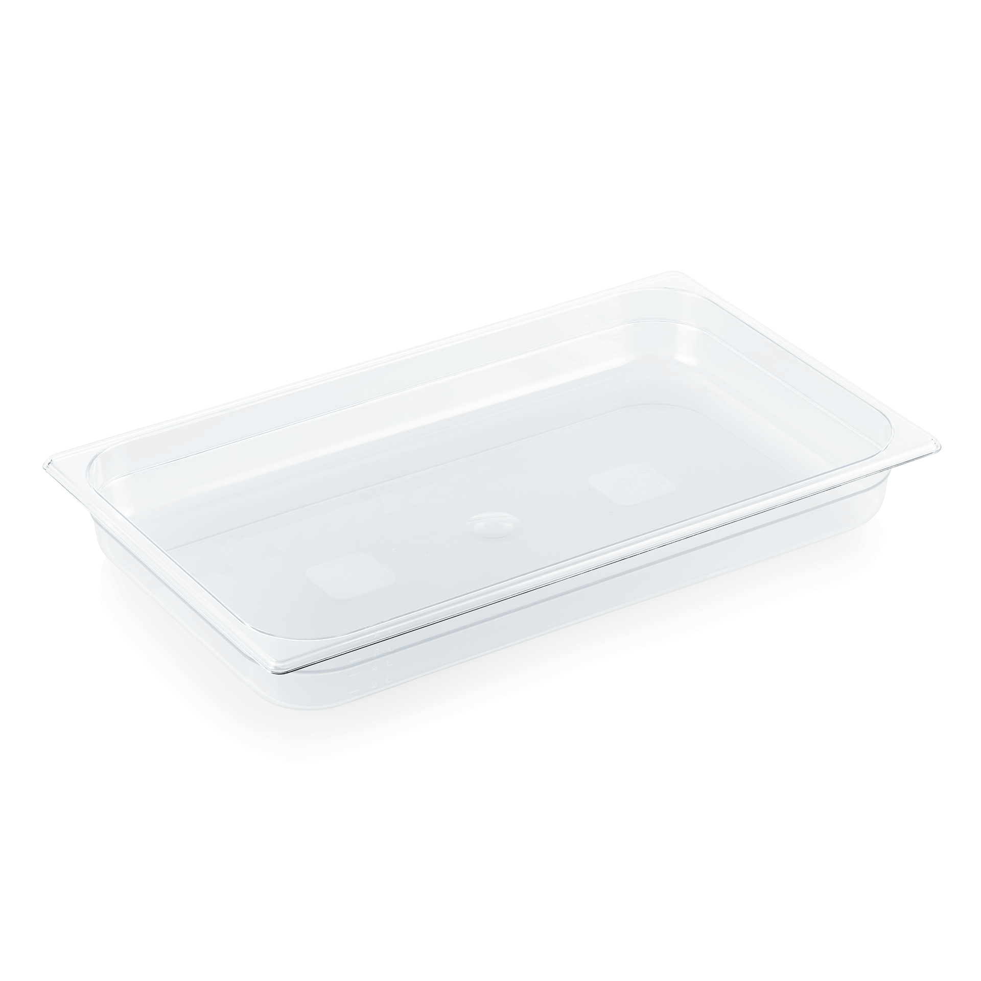 GN 1/1 Behälter mit Skalierung, Polycarbonat transparent - H 6,5cm (Serie GN 94) GN 1/1 Behälter mit Skalierung, Polycarbonat transparent - H 6,5cm (Serie GN 94)