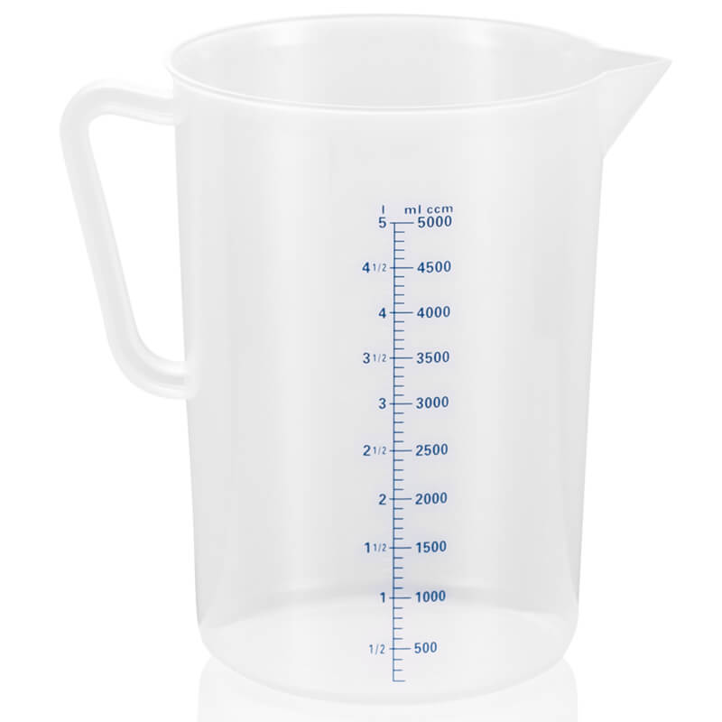 Messbecher mit 100ml Skalierung, Polypropylen - 5 Liter Messbecher mit 100ml Skalierung, Polypropylen - 5 Liter