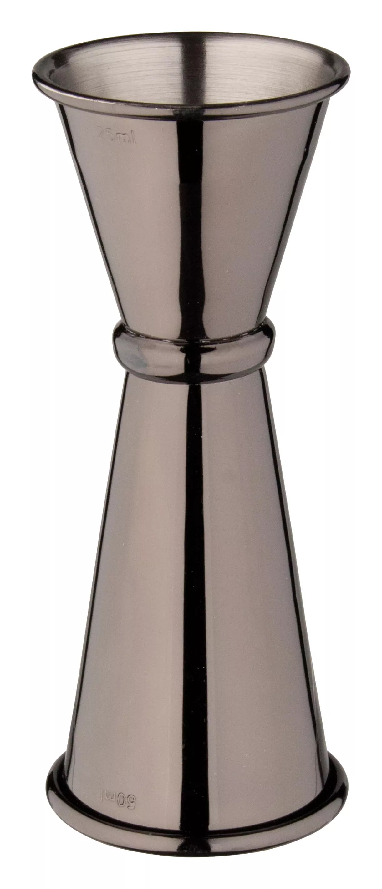 Doppelmessbecher, poliert - gunmetal black (25/50ml) Doppelmessbecher, poliert - gunmetal black (25/50ml)