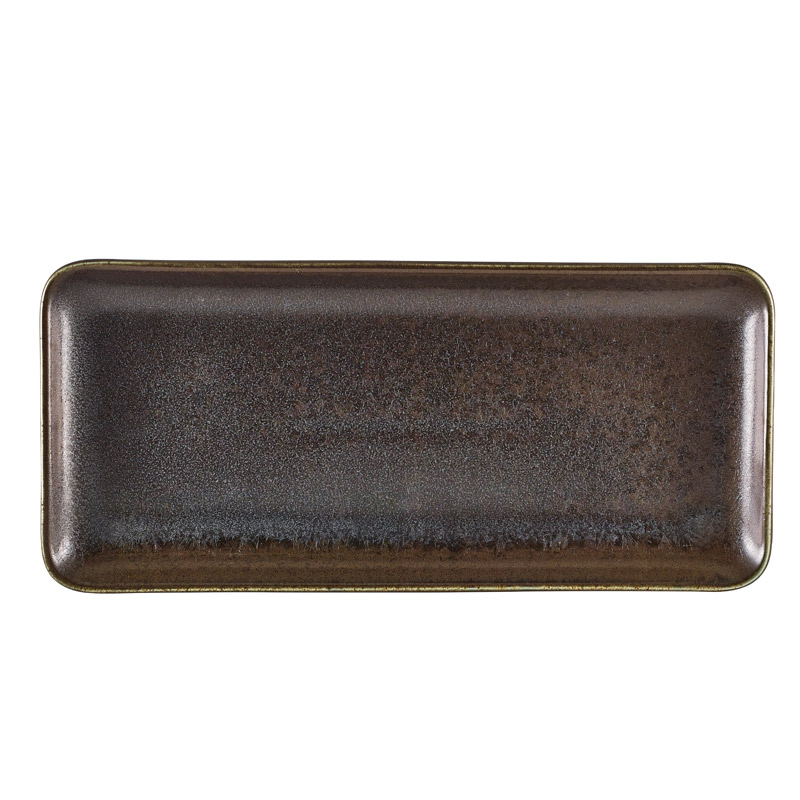 Schmale rechteckige Platte Terra Cinder Black - 31 x 14 cm (6 Stk.)