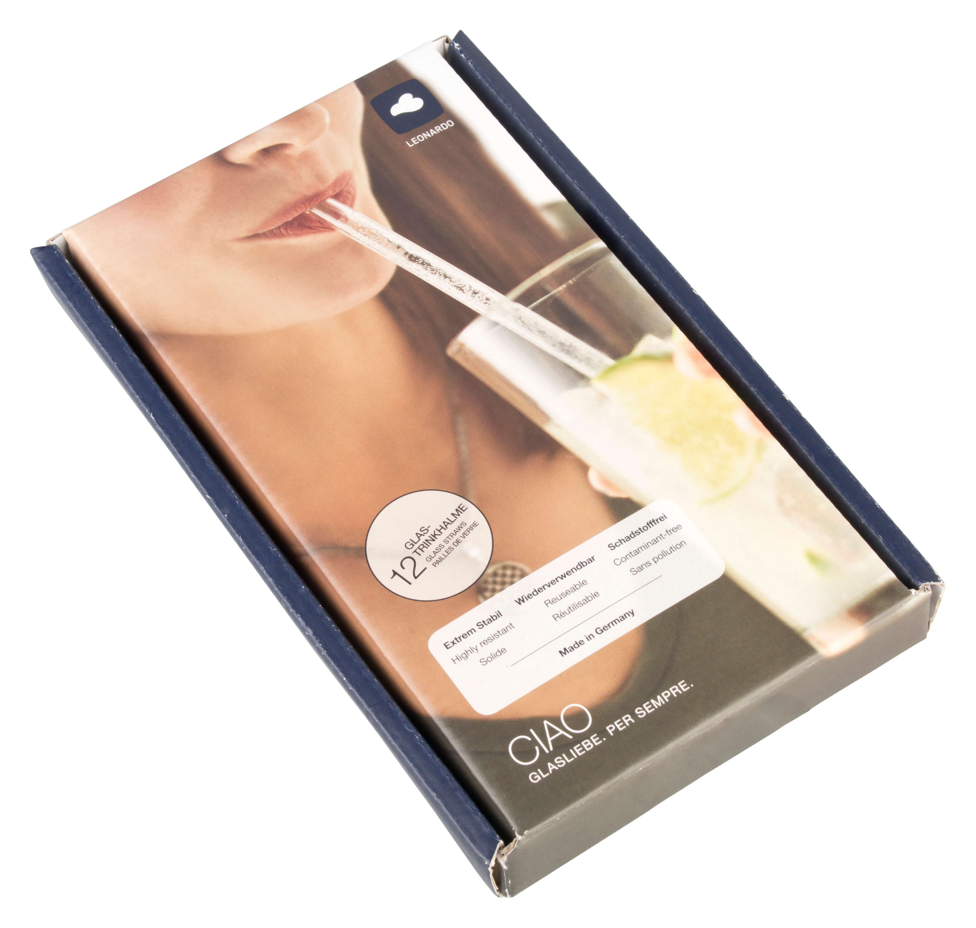 Glastrinkhalme (9x200mm), Leonardo - klar (12 Stk.)