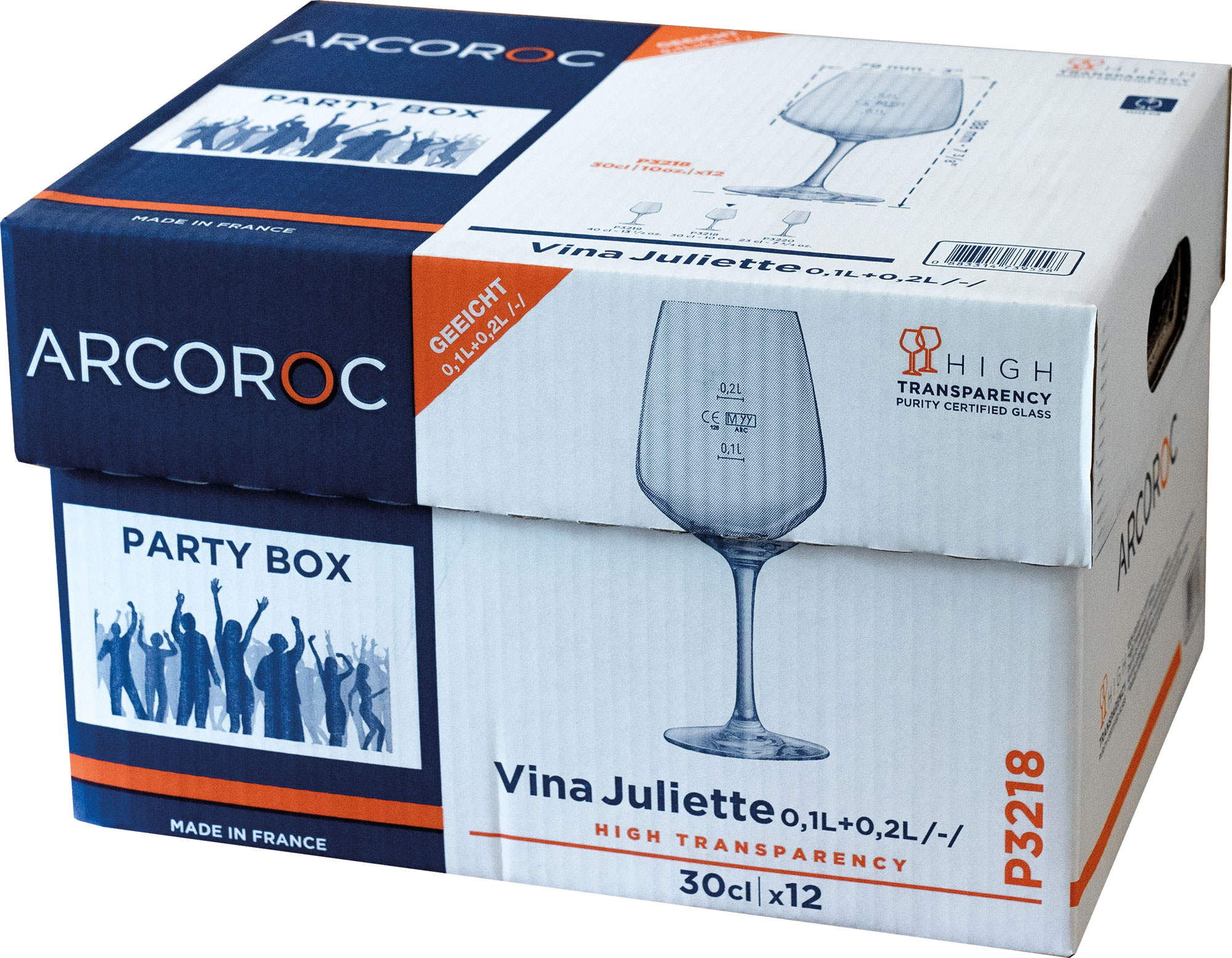Weinglas Vina Juliette, Arcoroc - 300ml, 0,1+0,2l Eiche (1 Stk.)