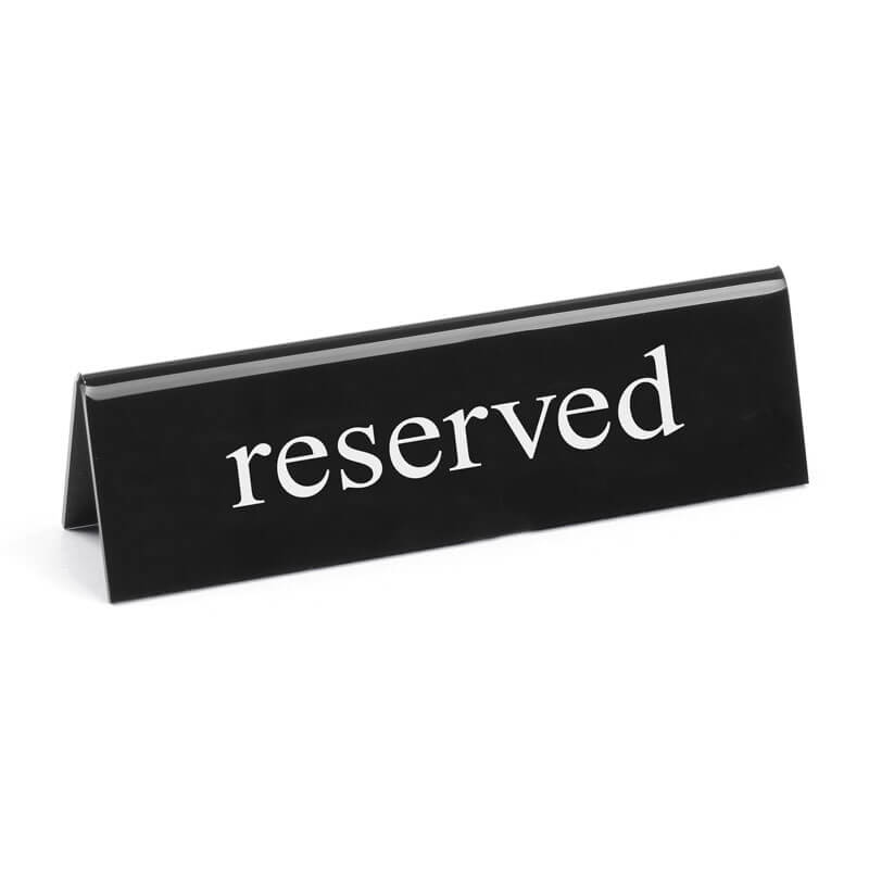 Tischaufsteller Kunststoff schwarz-weiß - RESERVED Tischaufsteller Kunststoff schwarz-weiß - RESERVED