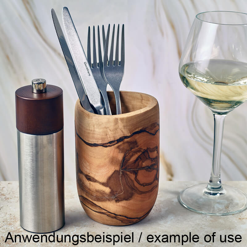 Besteckhalter aus Olivenholz - 8x13cm Besteckhalter aus Olivenholz - 8x13cm