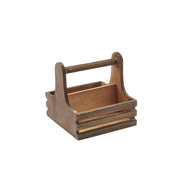 Rustikaler Table Caddy, Holz - 15x15,3x15cm Rustikaler Table Caddy, Holz - 15x15,3x15cm