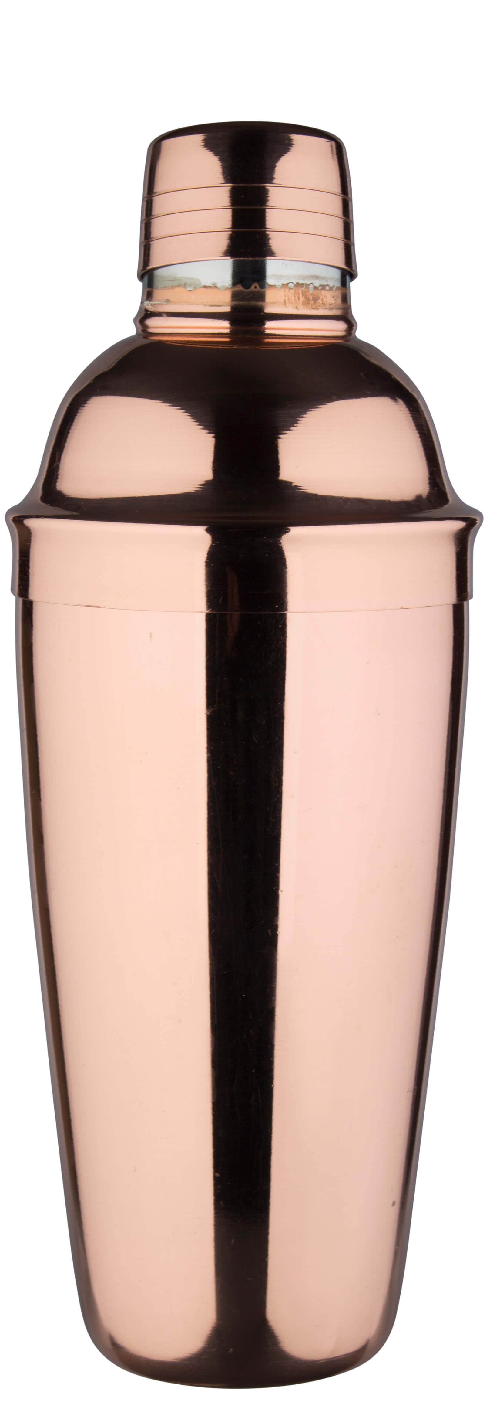 Cocktail Shaker, Edelstahl kupferfarben, dreiteilig, 700ml - B-Ware