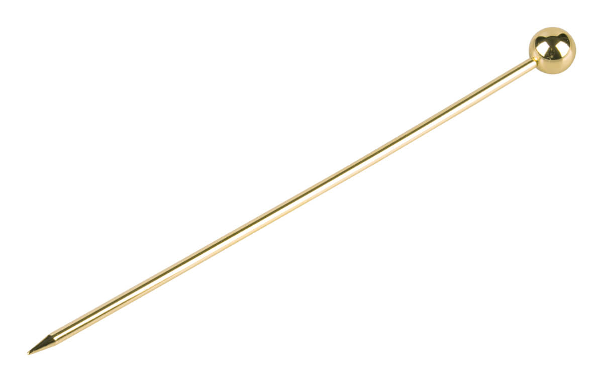 Cocktailspieße Kugel, Metall goldfarben - 10,8cm (10 Stk.)