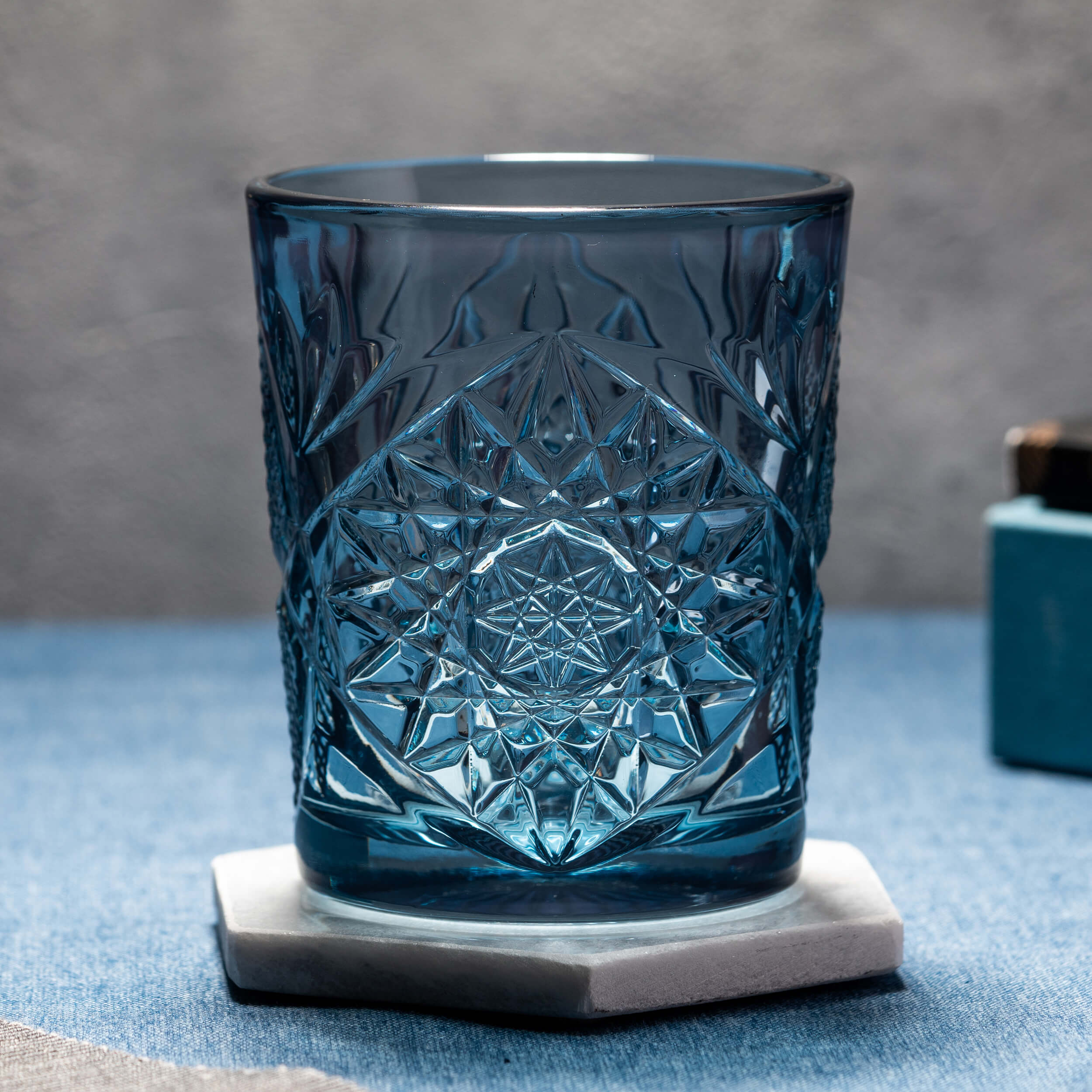 D.O.F. Glas Hobstar blau, Libbey - 355ml (1 Stk.) D.O.F. Glas Hobstar blau, Libbey - 355ml (1 Stk.)