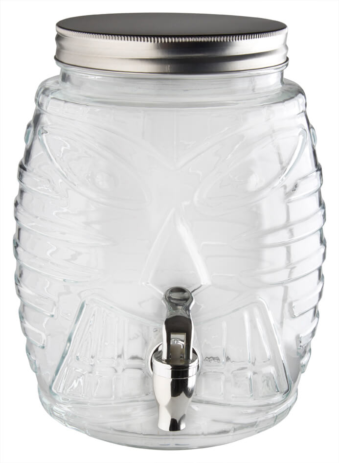 Getränkespender Tiki, Glas, mit Zapfhahn und Deckel - 5,0l Getränkespender Tiki, Glas, mit Zapfhahn und Deckel - 5,0l