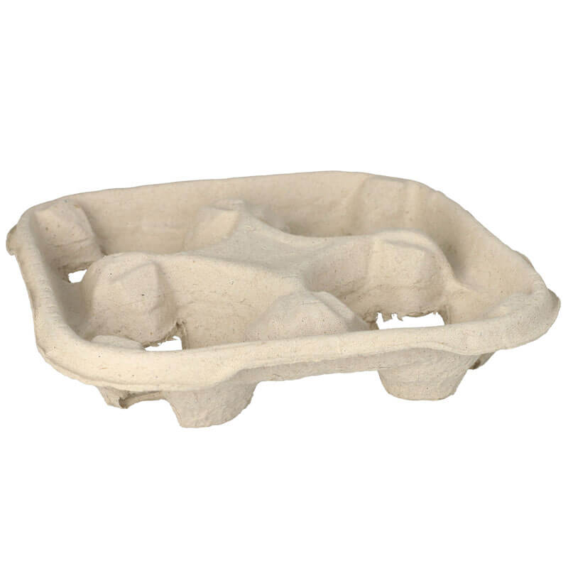 Tragetablett Pappe 4,7x22,4x22,4cm - für 4 Becher (110 Stk.) Tragetablett Pappe 4,7x22,4x22,4cm - für 4 Becher (110 Stk.)