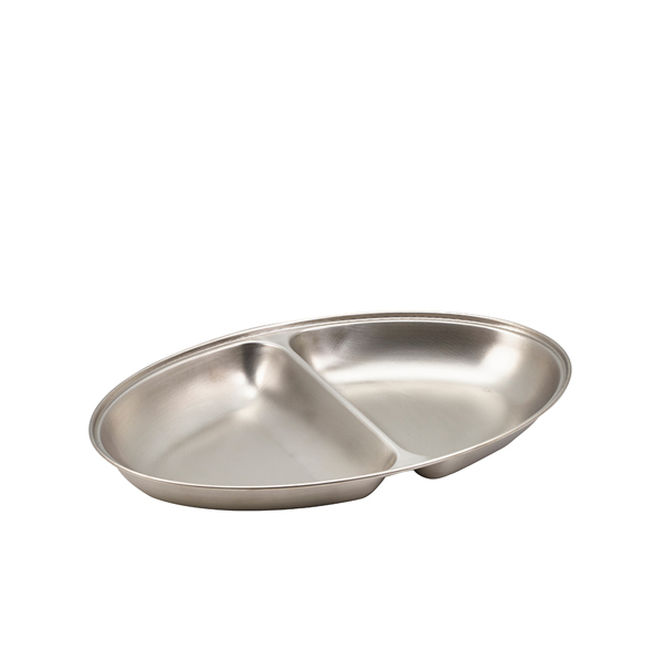 Menüteller oval, Edelstahl, 35x21cm - 2 Fächer Menüteller oval, Edelstahl, 35x21cm - 2 Fächer