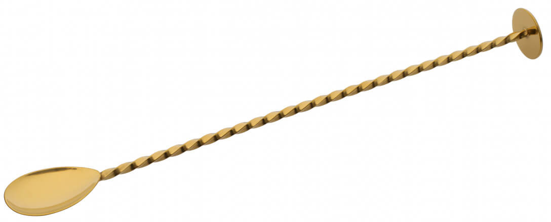 Barlöffel, flaches Ende, goldfarben - 27cm