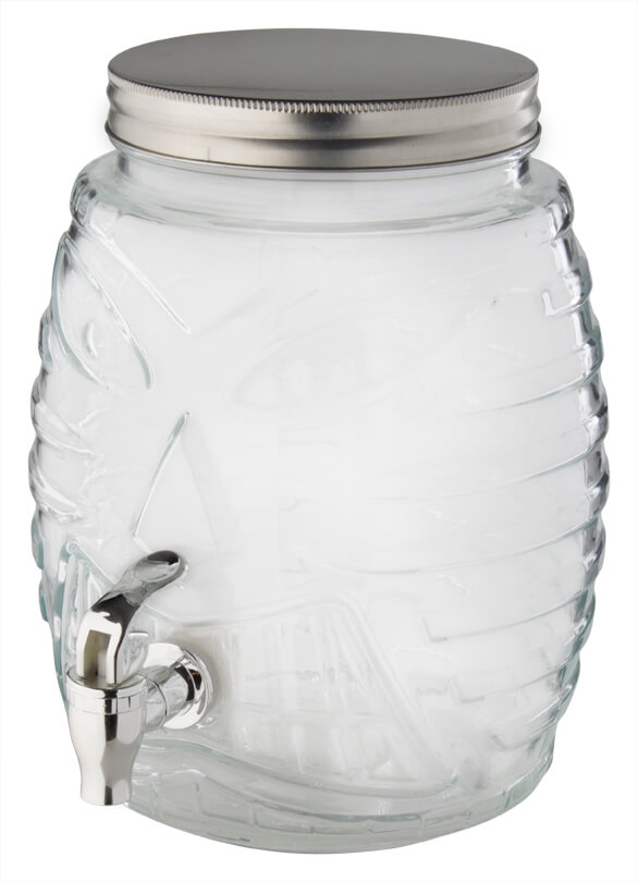 Getränkespender Tiki, Glas, mit Zapfhahn und Deckel - 5,0l
