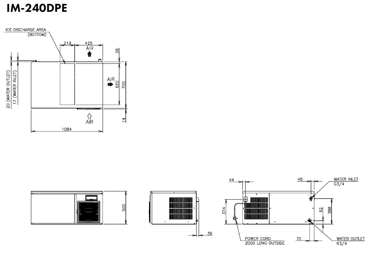 Hoshizaki IM-240DPE - Standard Würfel (28 x 28 x 32mm) 196kg