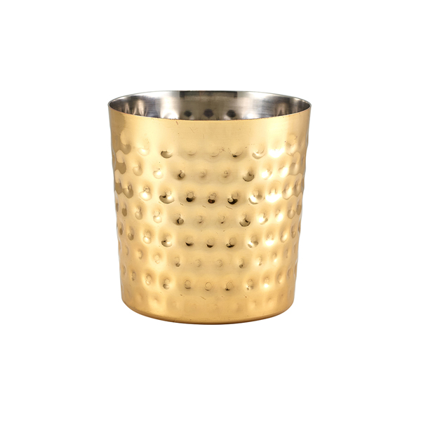 Edelstahlbecher / Snackbecher gehämmert goldfarben - 8,5x8,5cm/400ml (12 Stk.) Edelstahlbecher / Snackbecher gehämmert goldfarben - 8,5x8,5cm/400ml (12 Stk.)