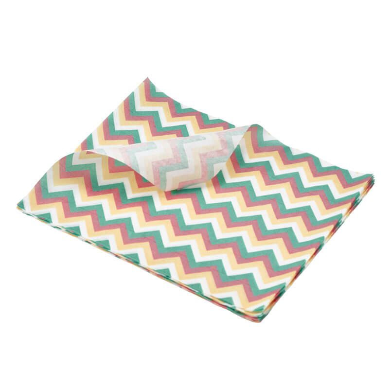 Pergamentpapier / Fettdichtes Papier, Zickzack-Muster bunt - 25x20cm (1000 Stk.) Pergamentpapier / Fettdichtes Papier, Zickzack-Muster bunt - 25x20cm (1000 Stk.)