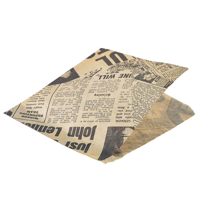 Fettdichte Papiertüten, Zeitungsdruck braun - 17,5x17,5cm (1000 Stk.) Fettdichte Papiertüten, Zeitungsdruck braun - 17,5x17,5cm (1000 Stk.)