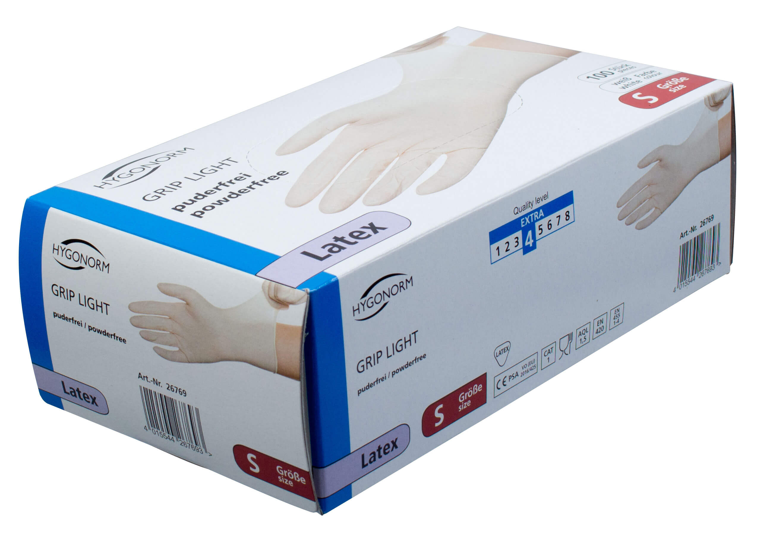 Latex-Handschuhe weiß, puderfrei - S (100 Stk.)