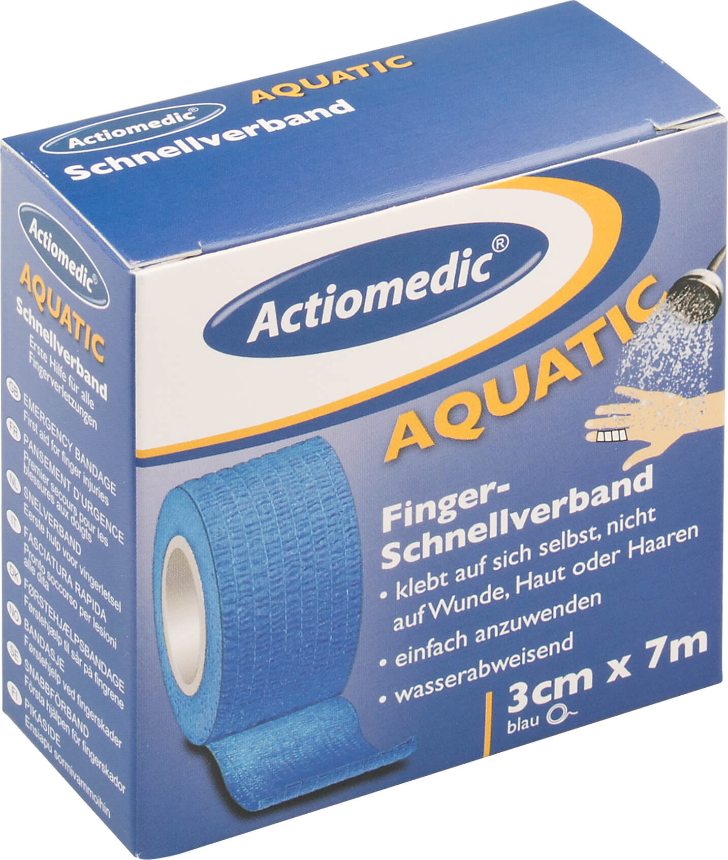 Schnellverband Aquatic, blau, Actiomedic - 3cm x 7m
