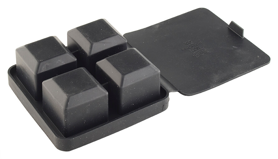Eiswürfelform mit Deckel, Silikon, 4 Würfel (4,5cm) Eiswürfelform mit Deckel, Silikon, 4 Würfel (4,5cm)