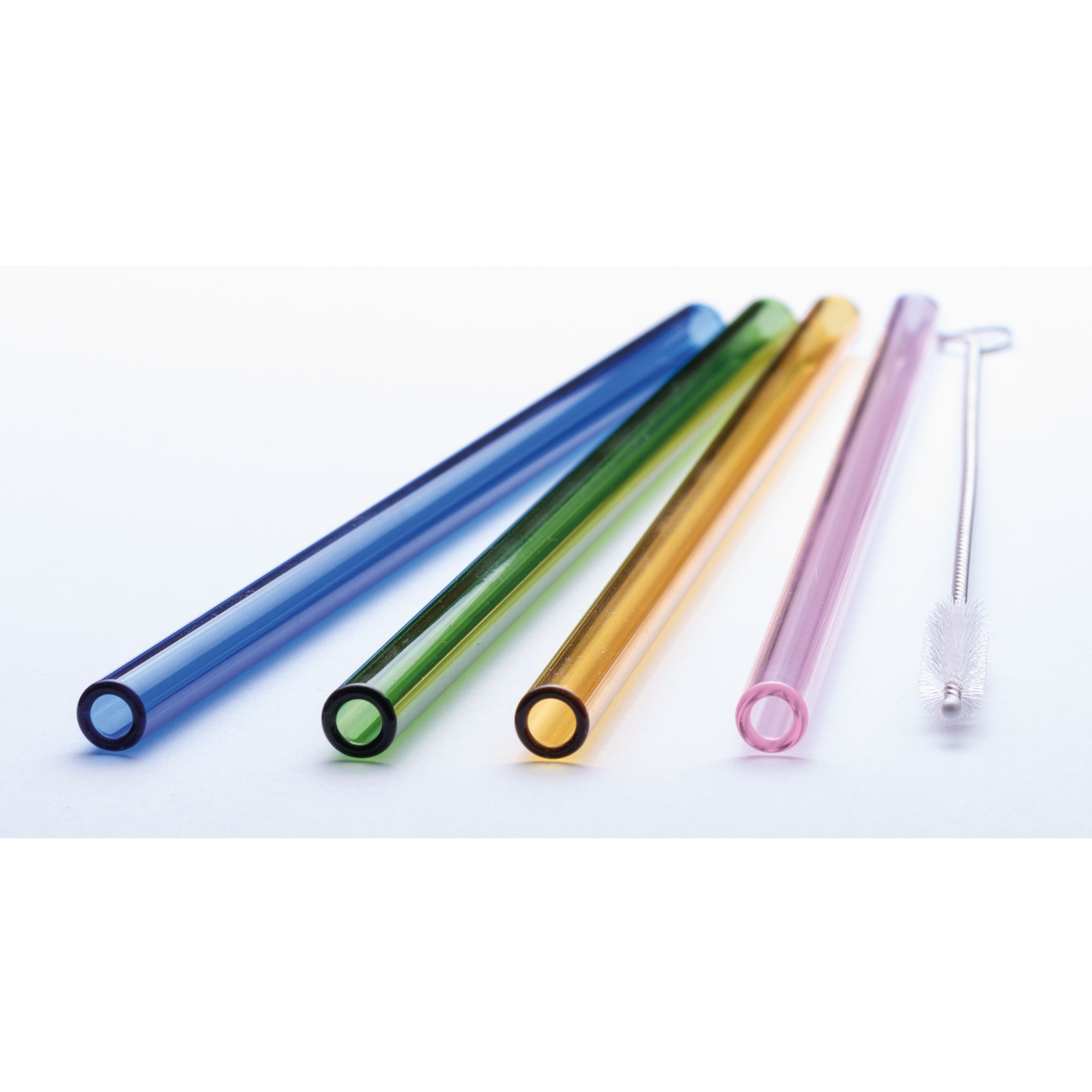 Glastrinkhalme (200x8mm) - verschiedene Farben (50 Stk. + 3 Bürsten)