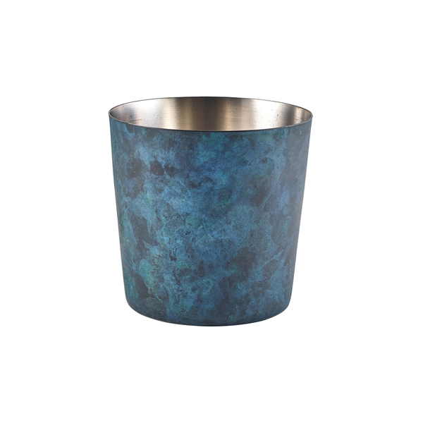 Edelstahlbecher / Snackbecher blaue Patina - 8,5x8,5cm/420ml (12 Stk.)