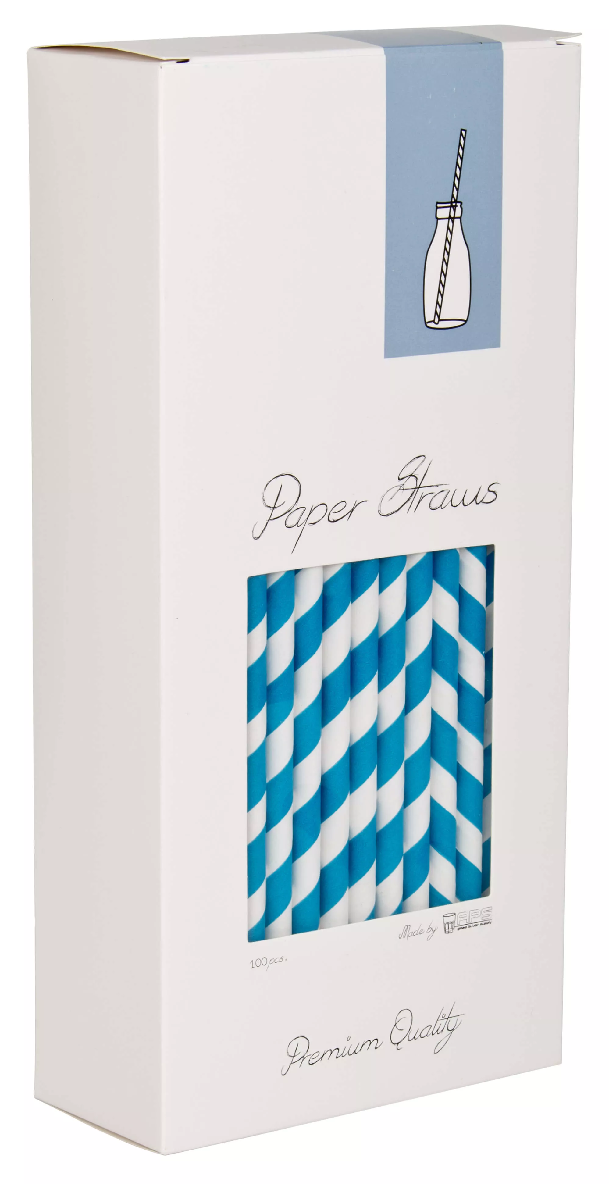 Trinkhalme, Papier (8x255mm) - blau-weiß gestreift Trinkhalme, Papier (8x255mm) - blau-weiß gestreift