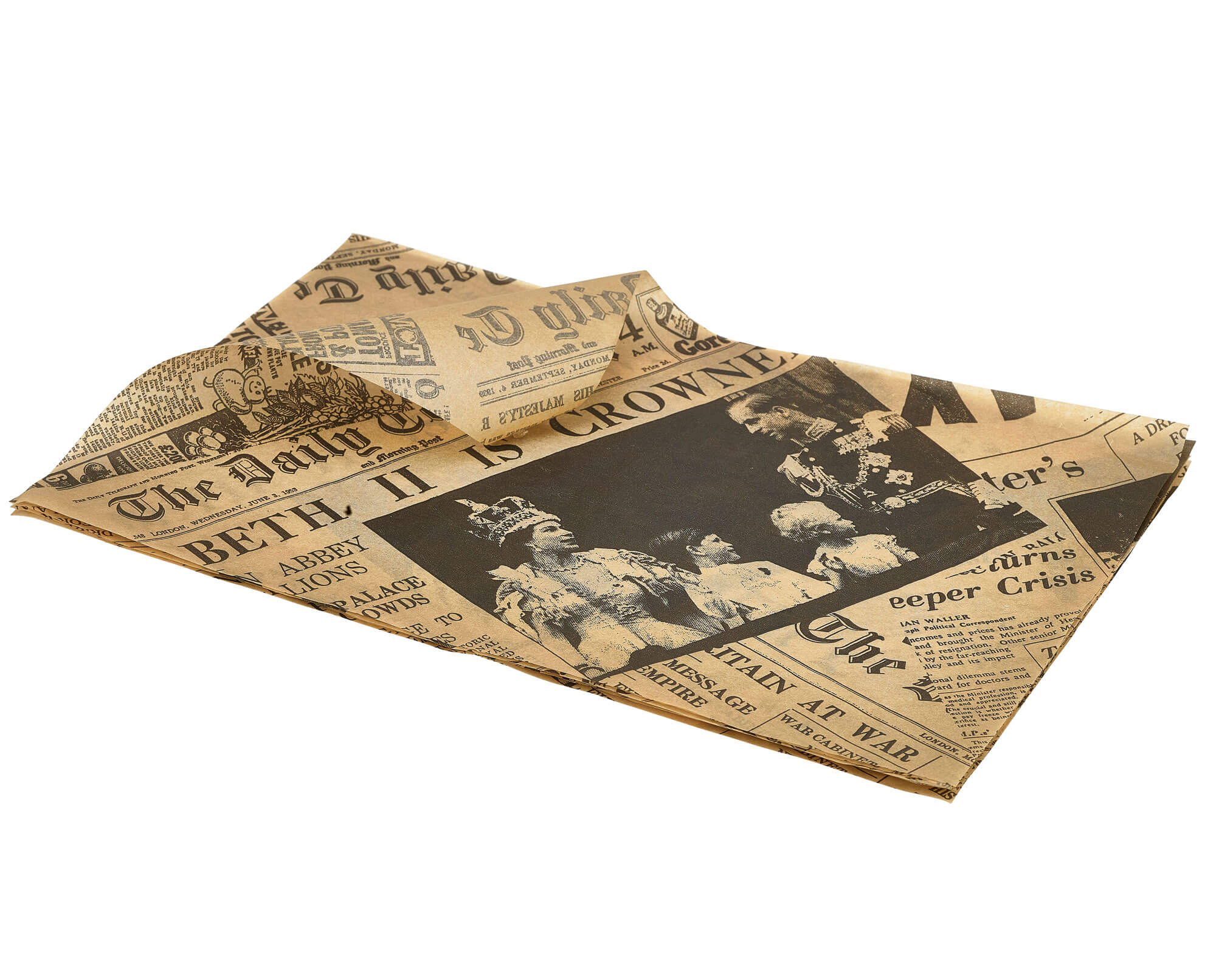 Einschlagpapier fettdicht, Newspaper braun - 35x25cm (1000 Stk.)