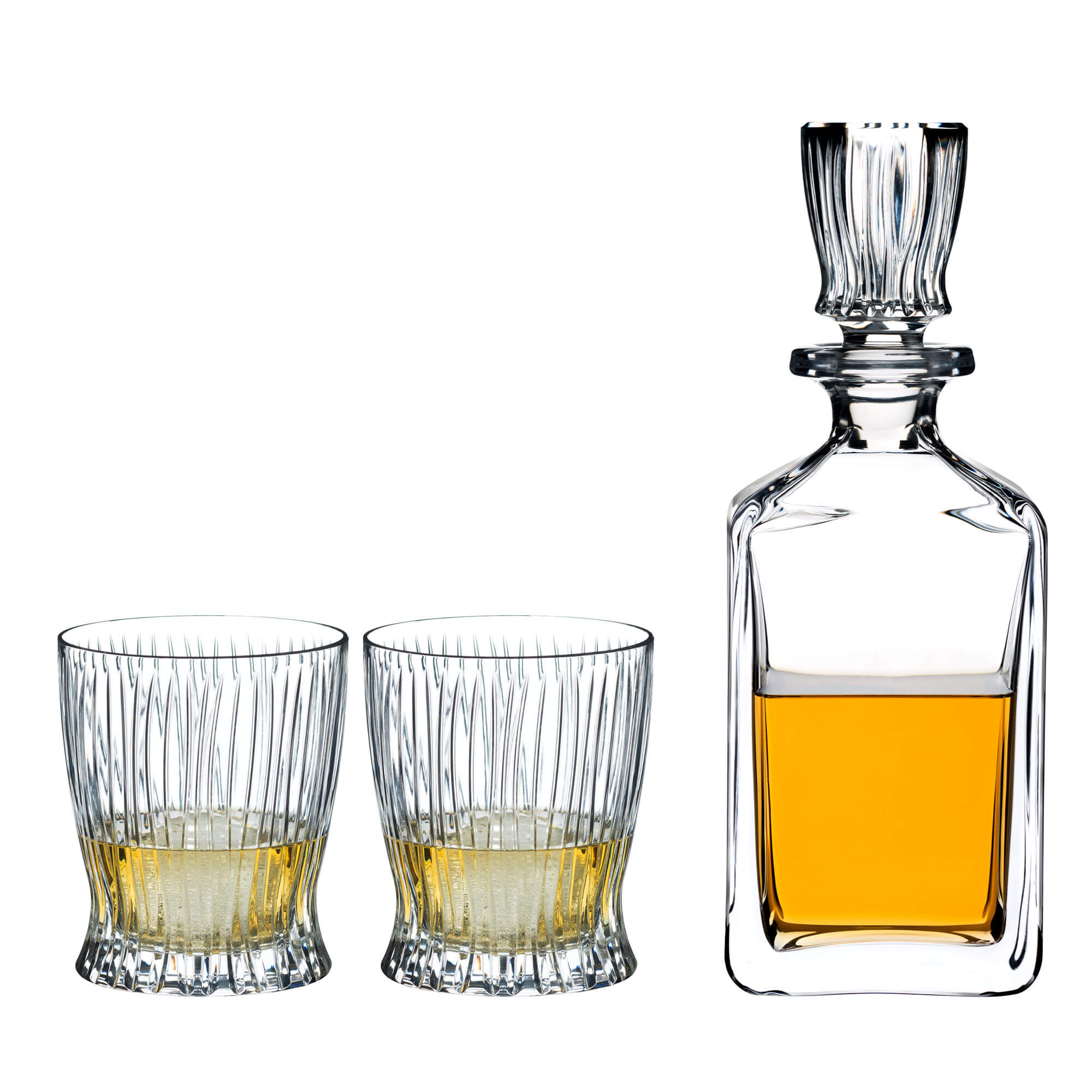 Whisky Set Fire, Riedel - 2 Tumbler + Whiskykaraffe