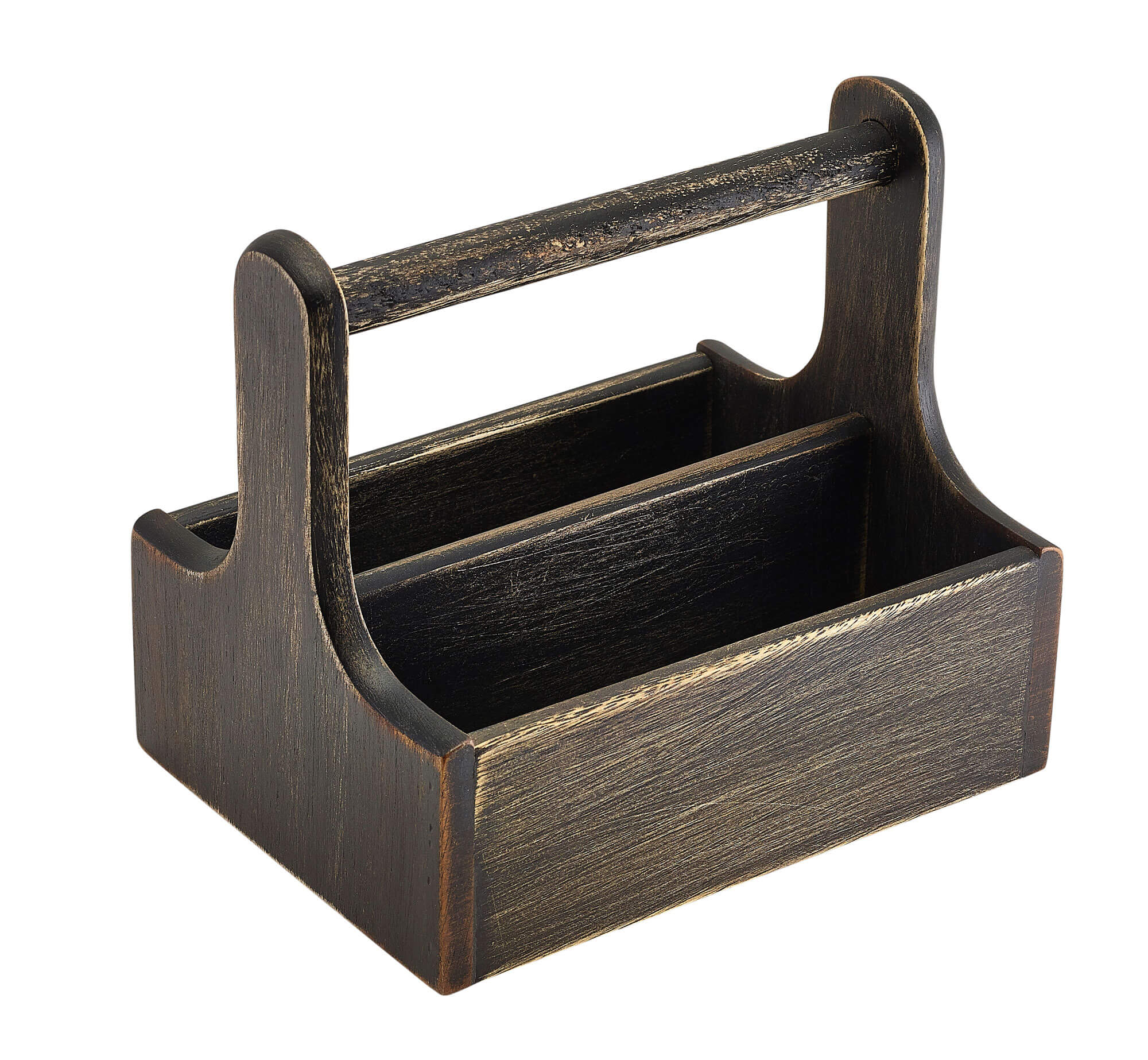 Table Caddy / Bar Organizer, Holz, schwarz - 20x15,4x18cm