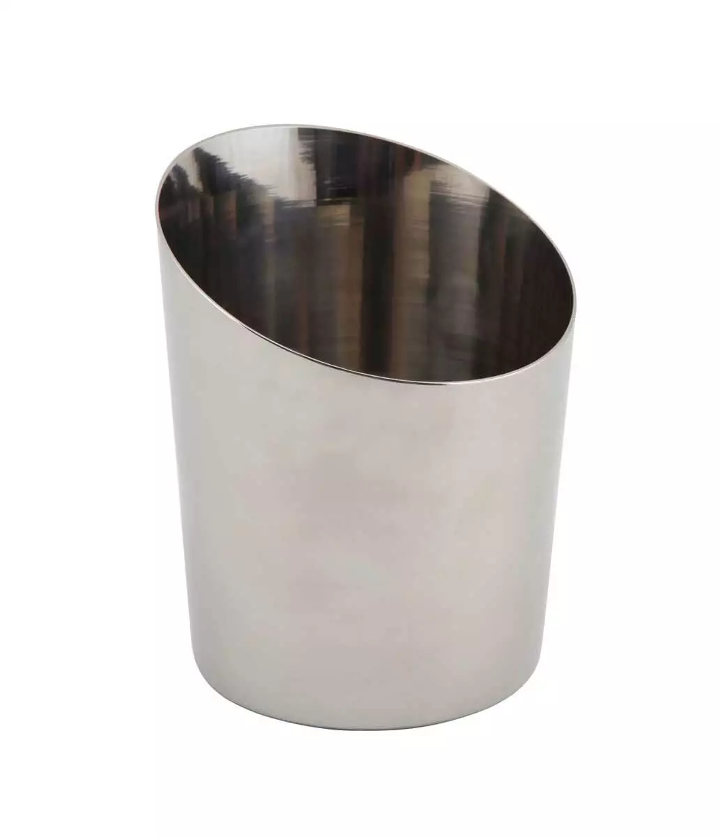 Edelstahlbecher, Schrägschnitt - poliert (11,6cm) Edelstahlbecher, Schrägschnitt - poliert (11,6cm)