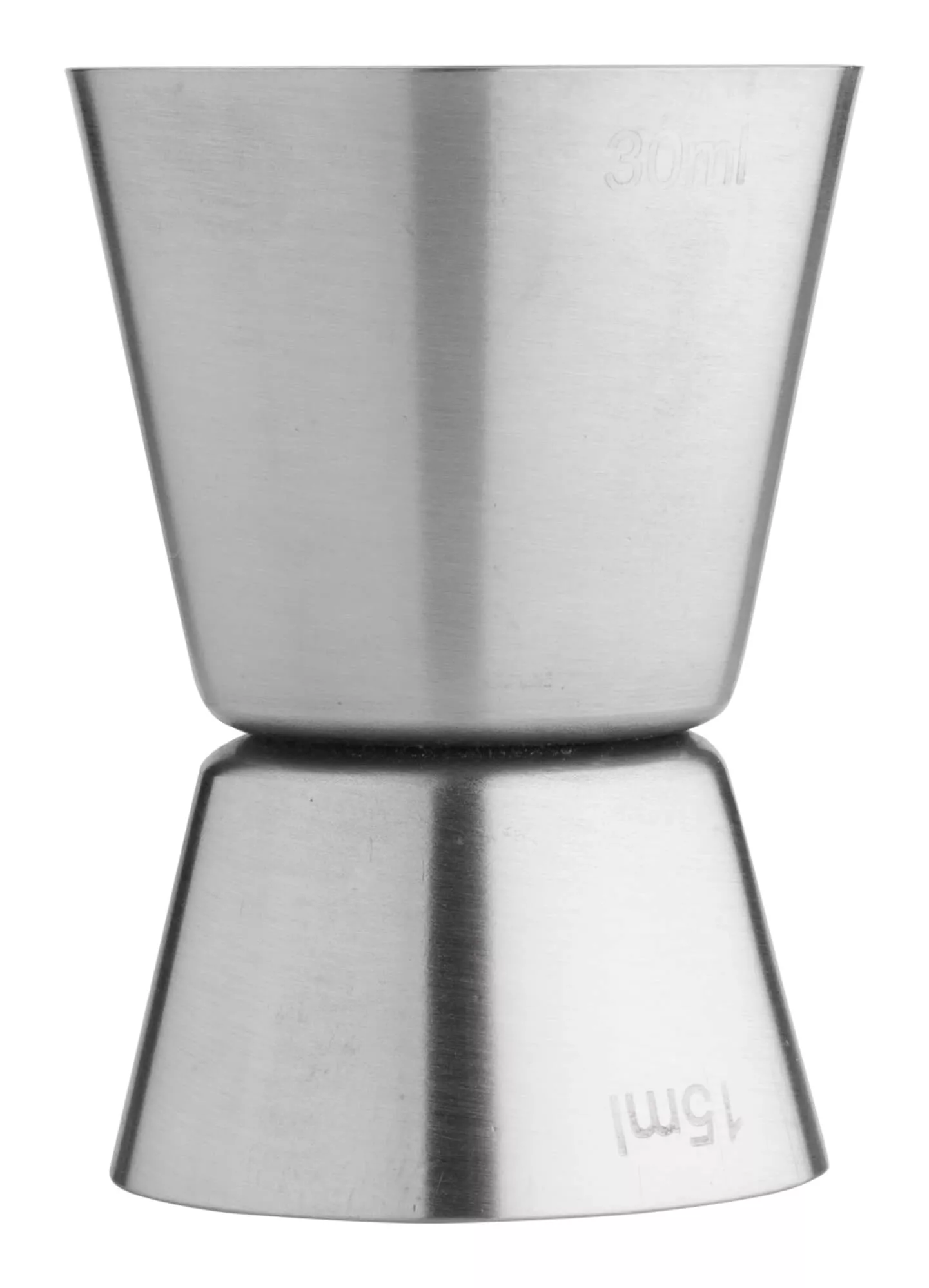Doppelmessbecher, gebürstet - Edelstahl (15ml/30ml) Doppelmessbecher, gebürstet - Edelstahl (15ml/30ml)