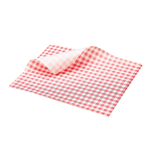 Pergamentpapier / Fettdichtes Papier, Karomuster rot - 25x20cm (1000 Stk.)