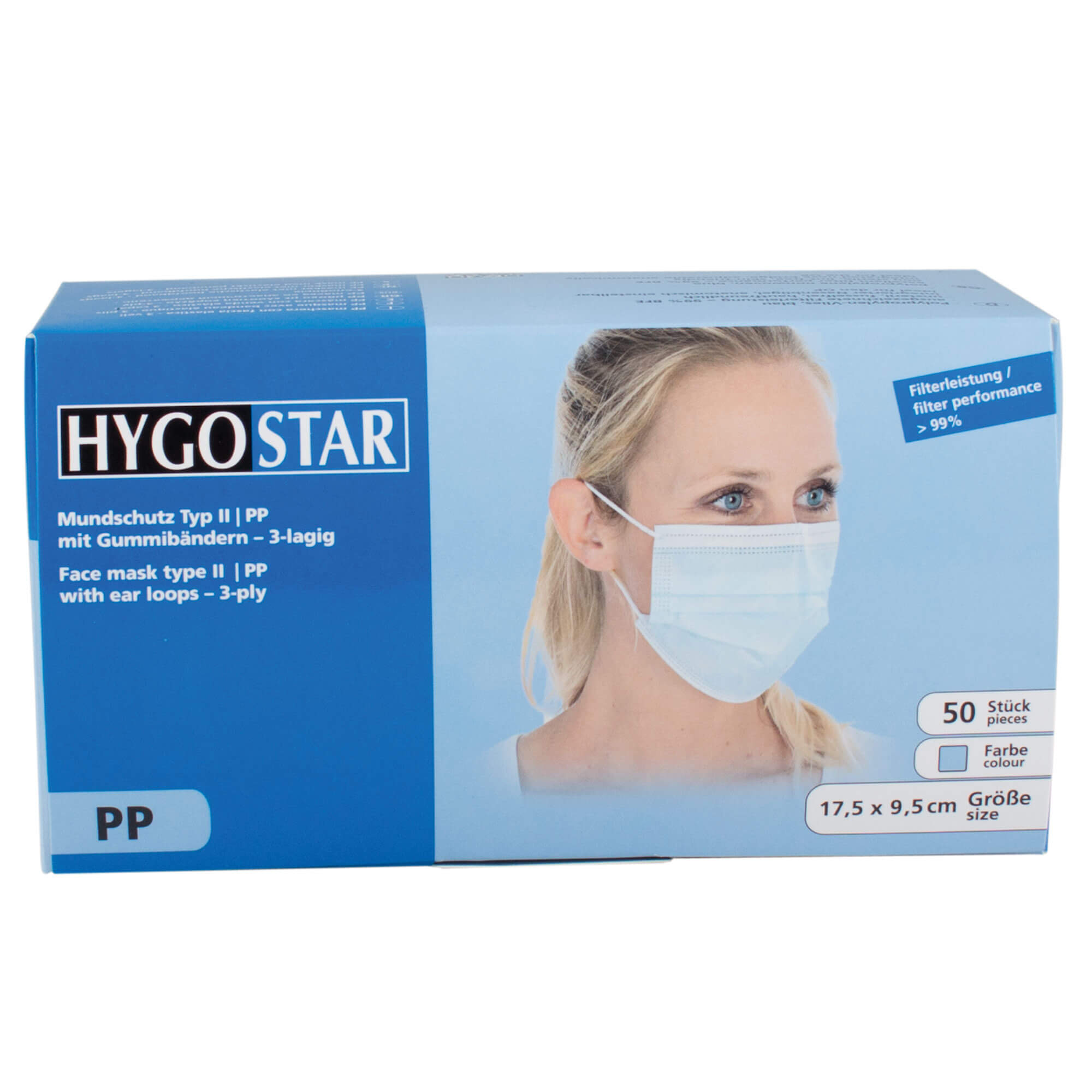 Mundschutz / OP -Maske, 3 lagig, Typ II (99%), PP - blau (50 Stk.)