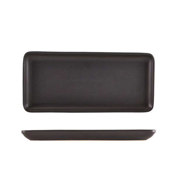 Schmale rechteckige Platte Antigo Steingut Antikbronze – 31 x 14 cm (6 Stk.)