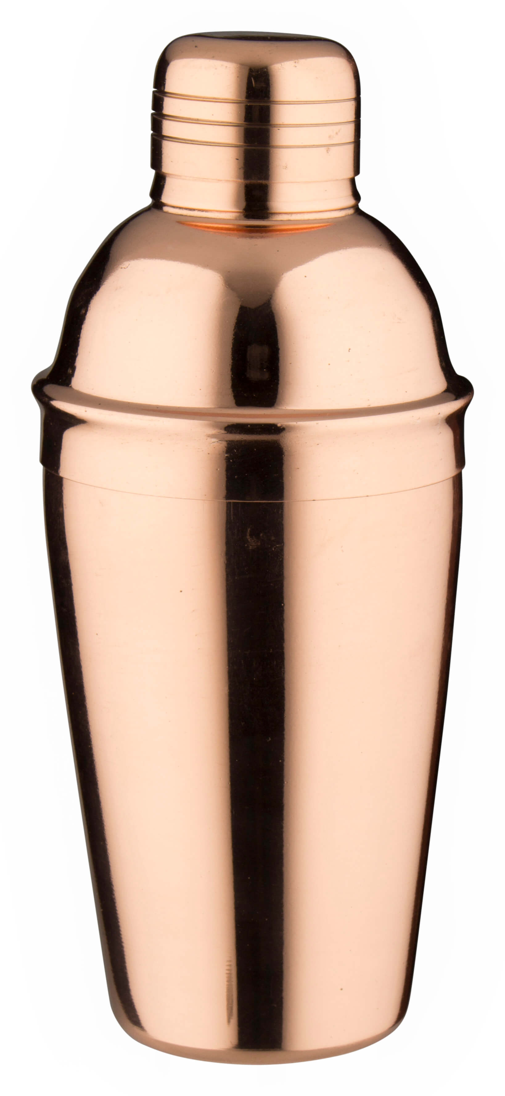 Cocktail Shaker, Edelstahl kupferfarben, poliert, dreiteilig - 500ml
