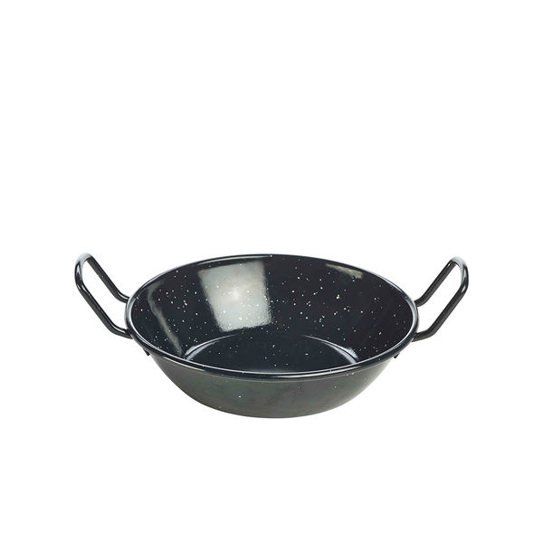 Emaille-Schale mit Henkeln, schwarz - 18cm/780ml (6 Stk.)