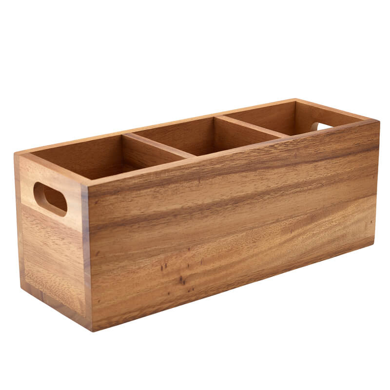Besteckhalter mit 3 Fächern, Akazienholz - 30x11x11,5cm Besteckhalter mit 3 Fächern, Akazienholz - 30x11x11,5cm
